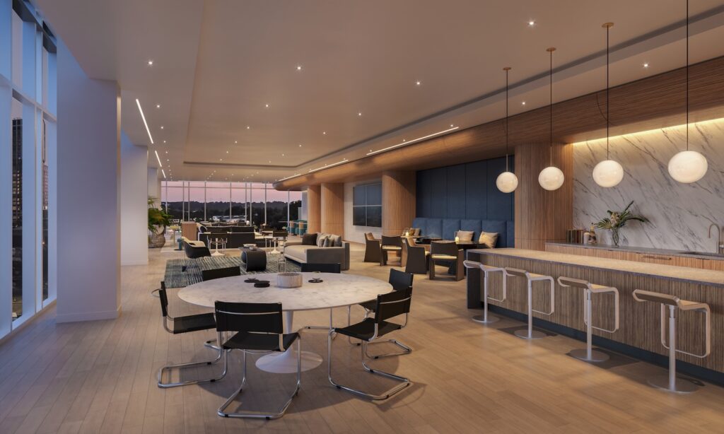 Rendering of club room at AVE Hamilton Green, courtesy of RXR