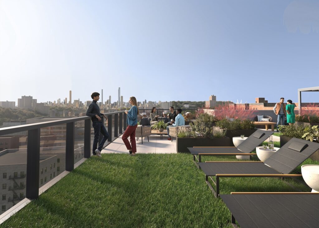 Rendering of rooftop at 5055 Broadway, courtesy of Timber Equities