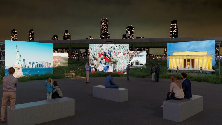 Rendering of Path Of Liberty: That Which Unites US Immersive Art Installation at Freedom Plaza - Courtesy of The Soloviev Group