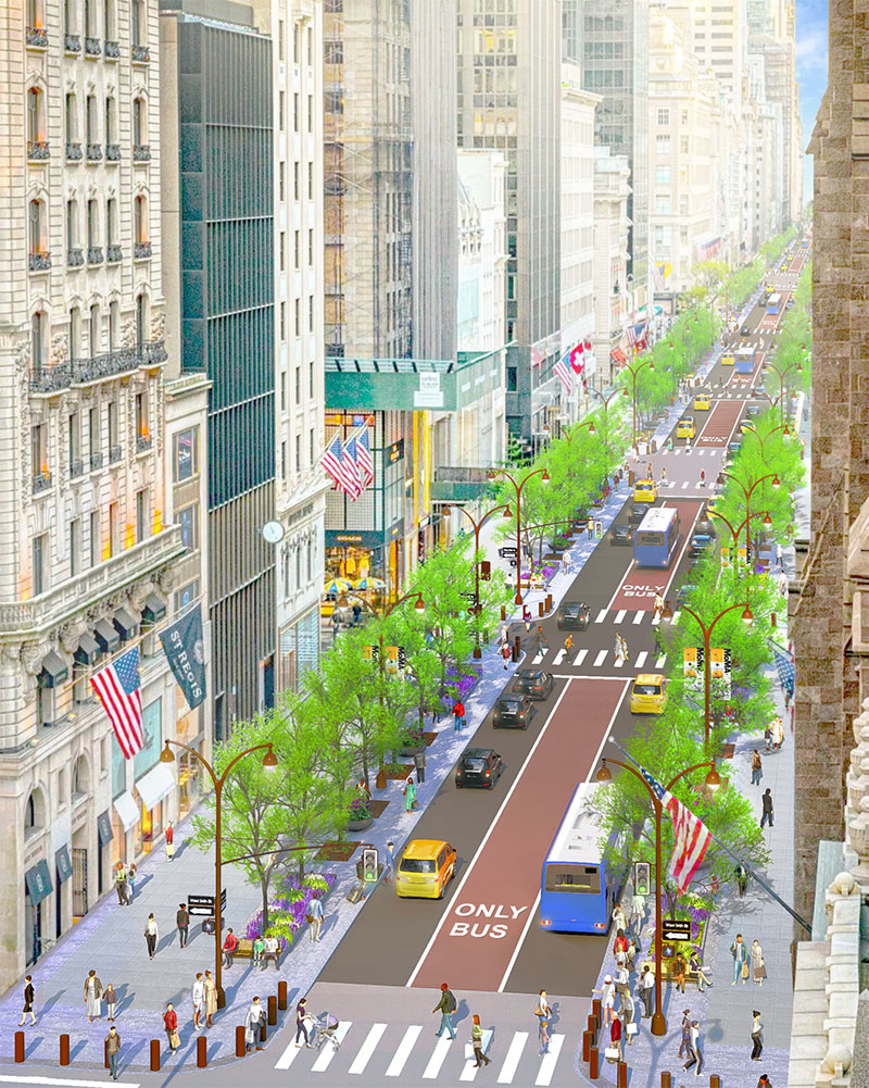 Future-of-Fifth bird's eye view corridor rendering. Credit: City Hall