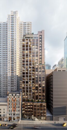 Rendering of 250 West 49th Street by S Wieder Architect, via Shea Communications