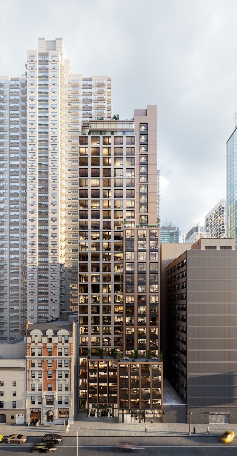 Rendering of 250 West 49th Street by S Wieder Architect, via Shea Communications