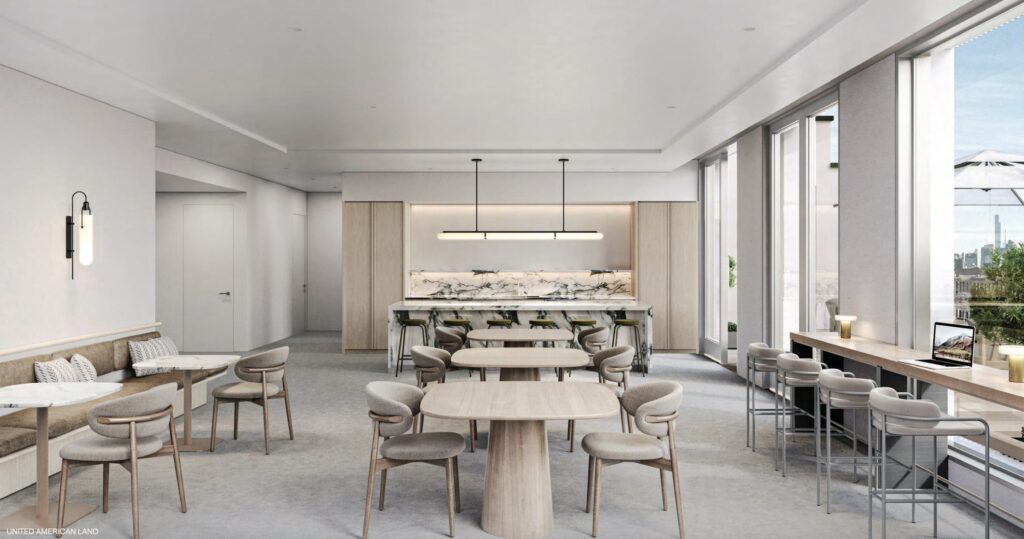 The rooftop lounge at 430 West Broadway. Designed by Morris Adjmi Architects.