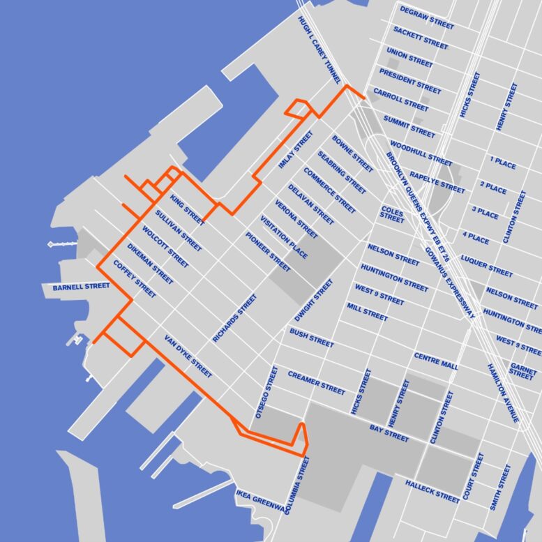 Map of Red Hook Coastal Resiliency Project, via nyc.gov.