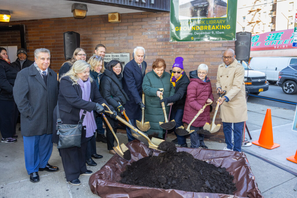 The Queens Public Library at Rego Park groundbreaking ceremony on December 9. Photo credit: DDC/Matthew Lapiska