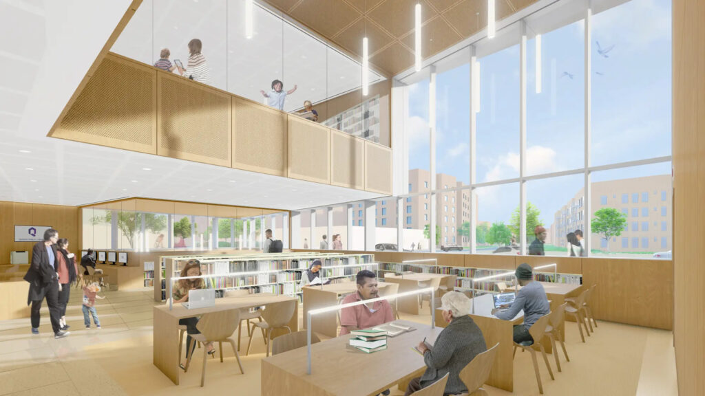 The new Queens Public Library at Rego Park. Designed by Wiess/ Manfredi. 