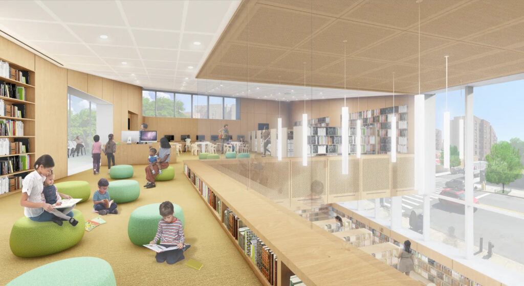 The new Queens Public Library at Rego Park. Designed by Wiess/ Manfredi. 