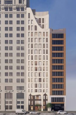 Render of facade of 10 West 17th Street, by DXA Studio