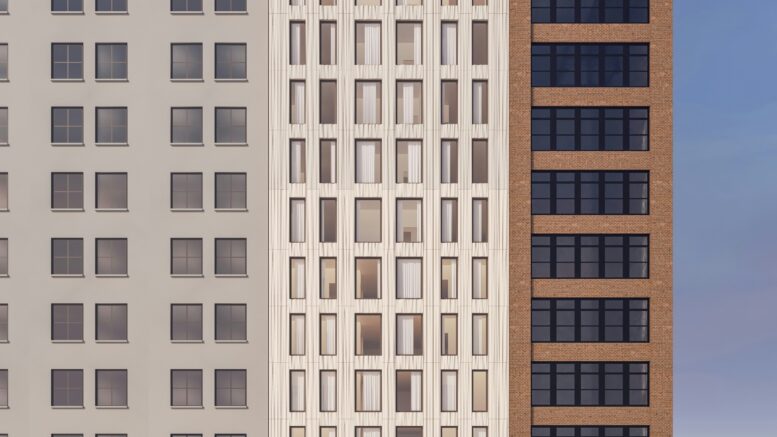 Render of facade of 10 West 17th Street, by DXA Studio