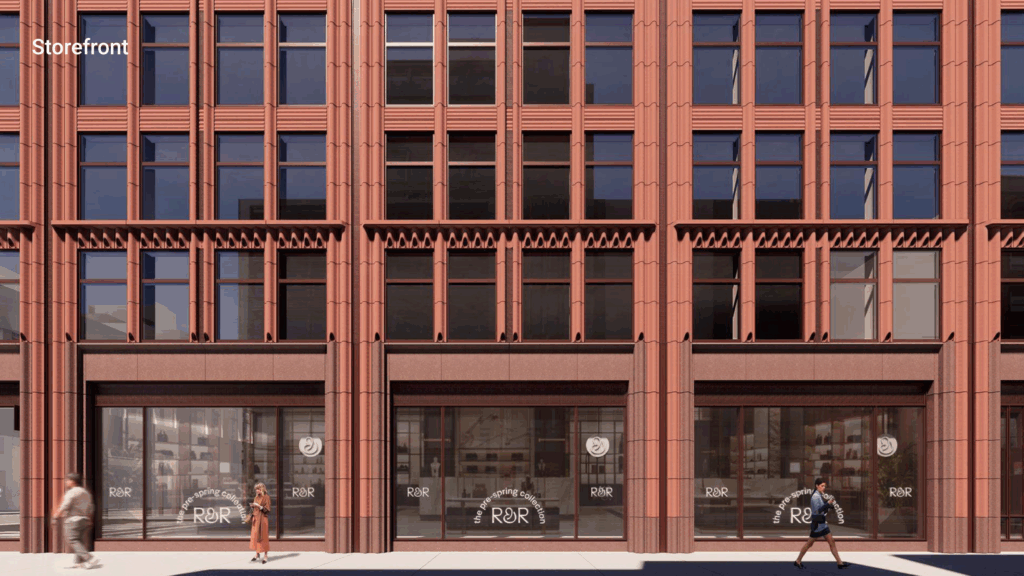 The storefront and lower levels of the building. Rendering courtesy of Skidmore, Owings, & Merrill.