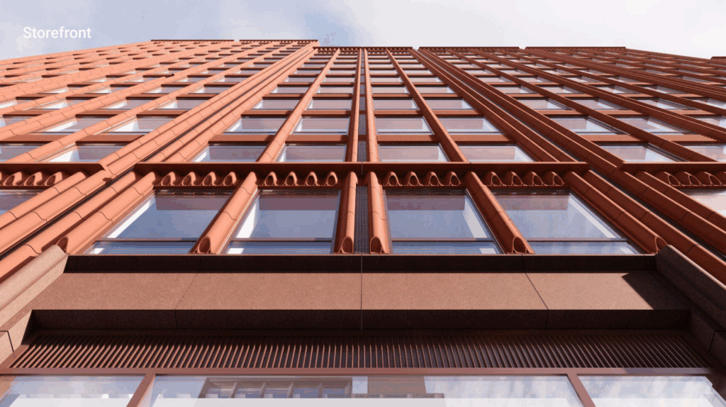 Looking up at the facade. Rendering courtesy of Skidmore, Owings, & Merrill.