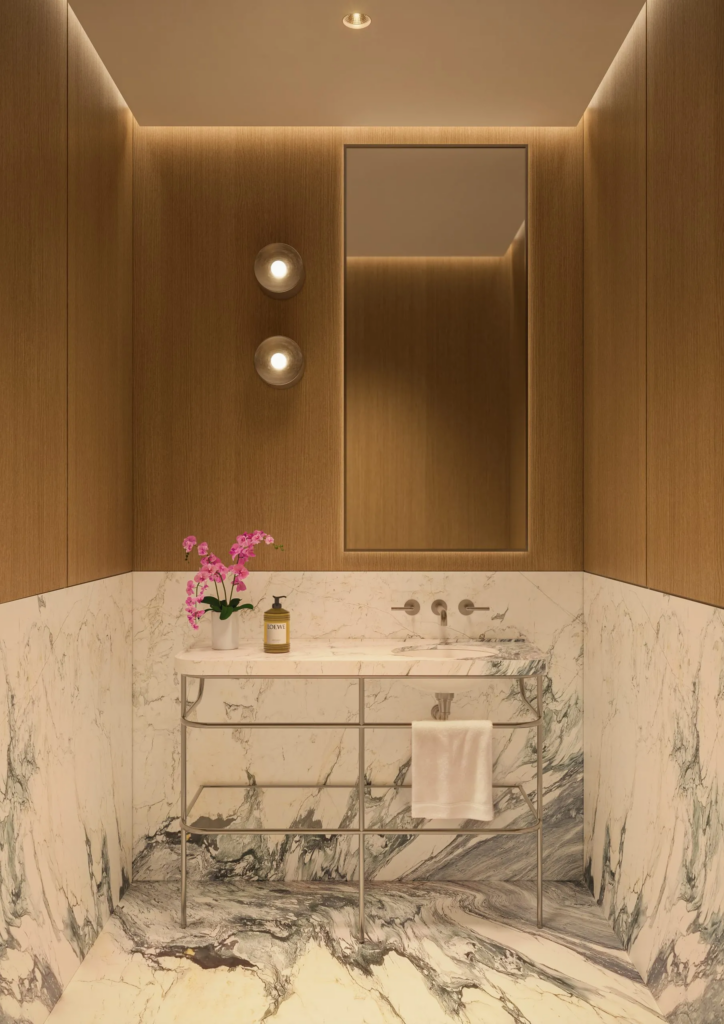 A powder room. Rendering courtesy of Rybak Development. 