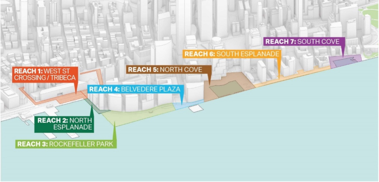 The North/West Battery Park City Resiliency Project. Diagram courtesy of BPCA.