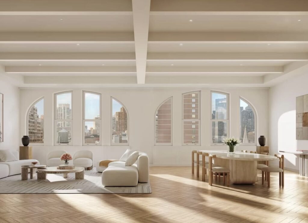 A living room at 95 Madison Avenue. Rendering courtesy of NQS Creative. 