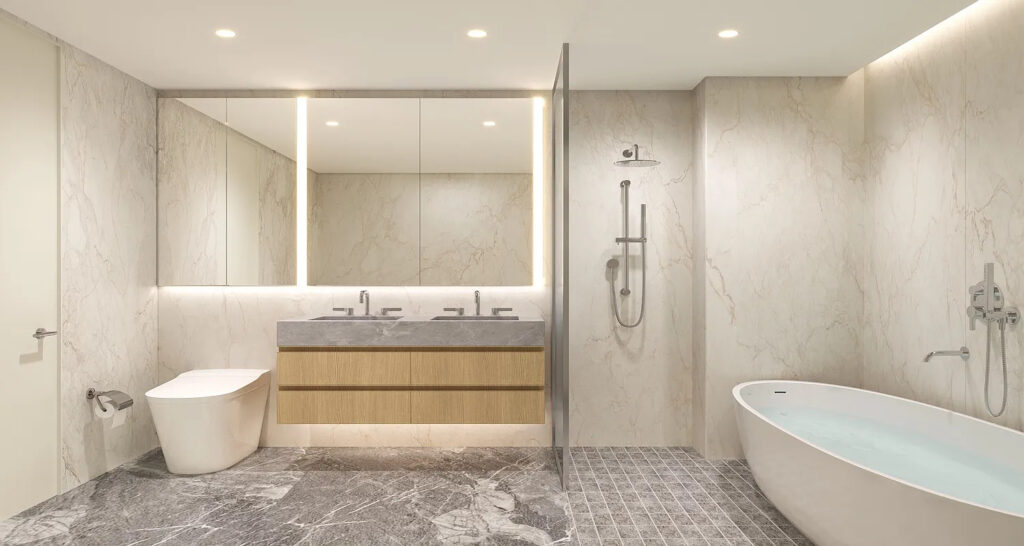 A typical bathroom at 10-39 49th Avenue.