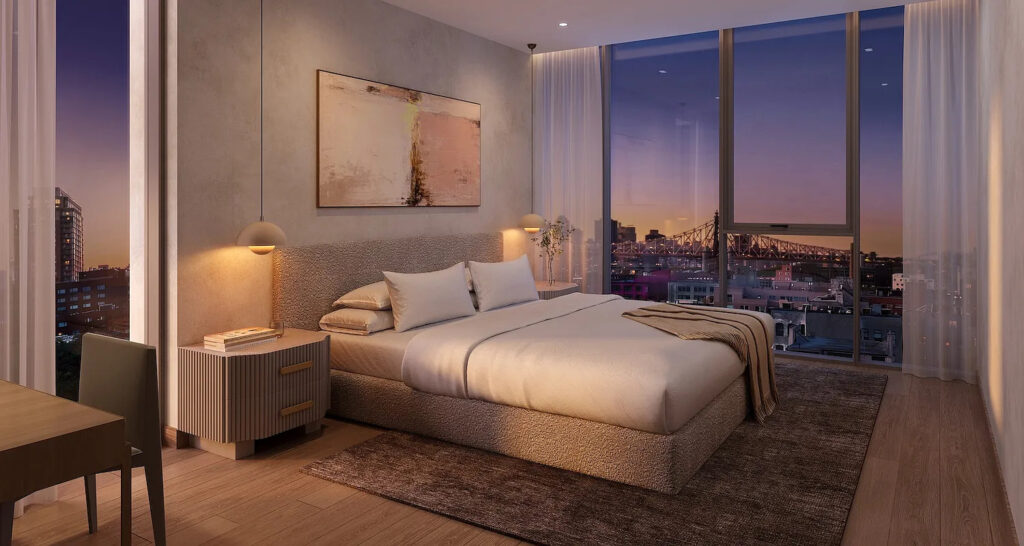 A bedroom at 10-39 49th Avenue.