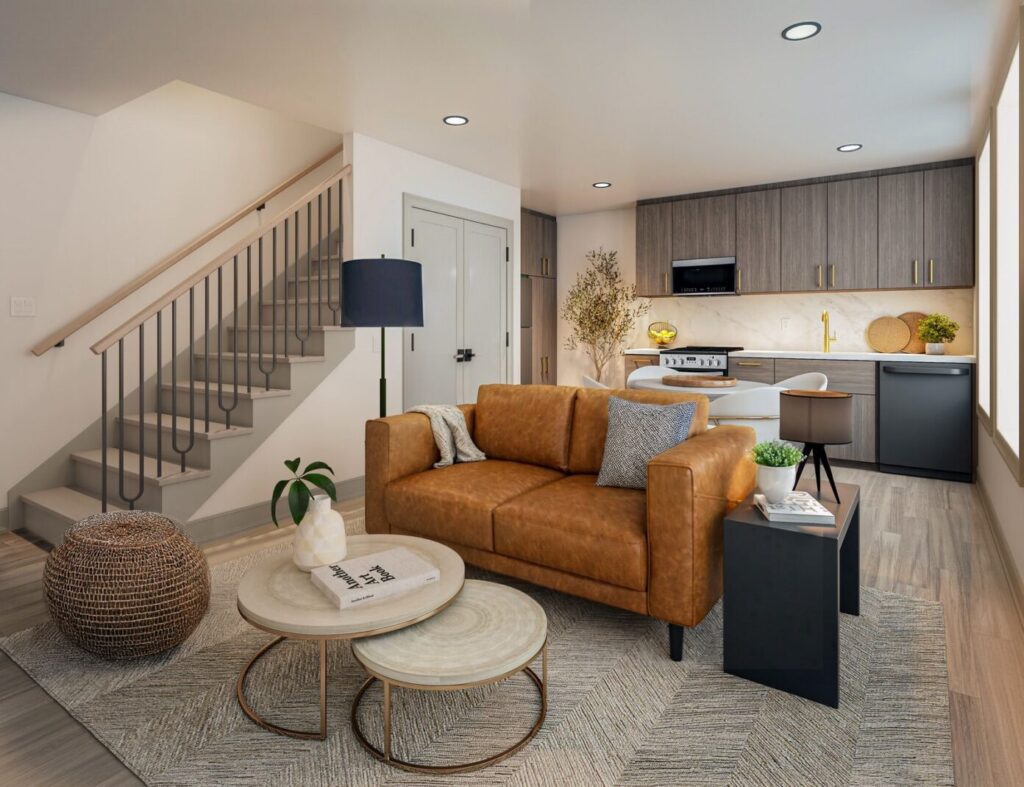 A typical living room at 219-231 Dwight Street. Image courtesy of Academy Capital.