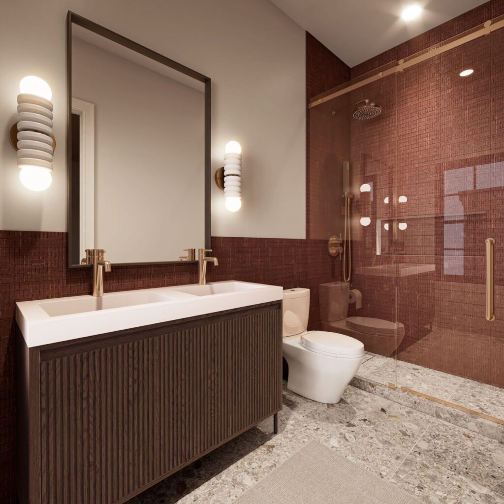 A typical bathroom at 219-231 Dwight Street. Image courtesy of Academy Capital.