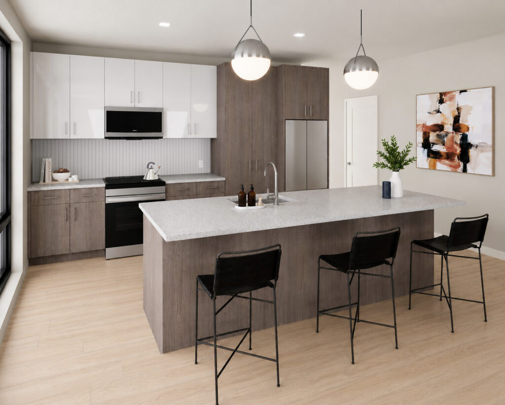 A secondary kitchen layout. Rendering courtesy of MHS Architecture.