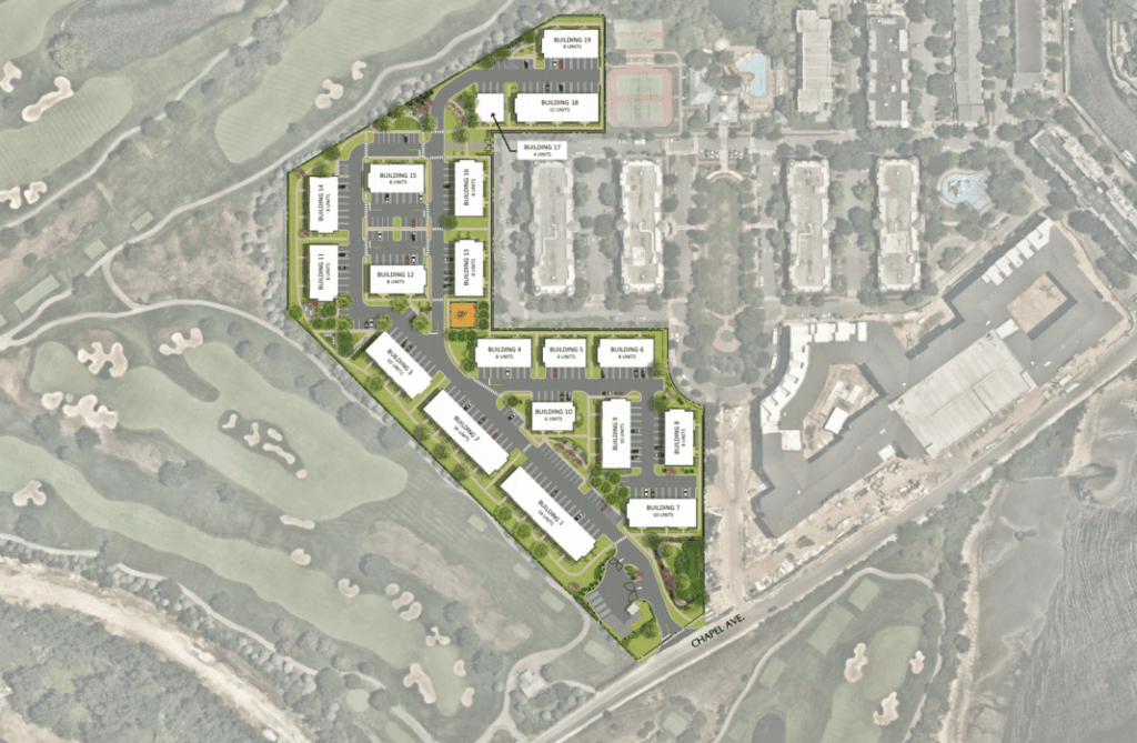 The layout of the 19 buildings in Liberty Watch. Image courtesy of Pulte Homes.