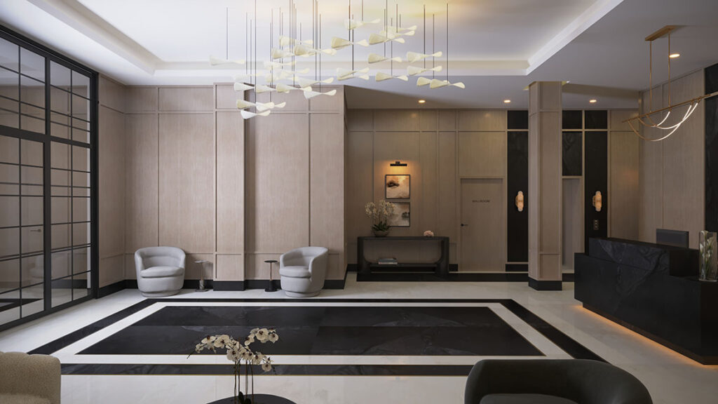 The lobby at 214 West 80th Street. Rendering courtesy of ZArchitecture. 