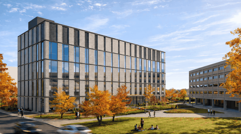 The new Interdisciplinary Science Building at Montclair State University. Rendering courtesy of HoK Architects.