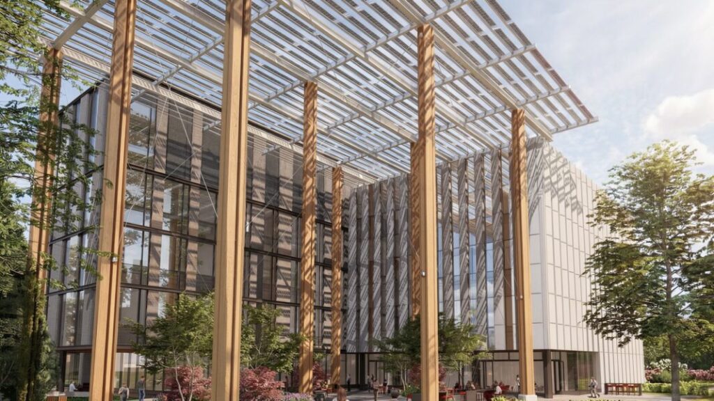 The new Interdisciplinary Science Building at Montclair State University. Rendering courtesy of HoK Architects.