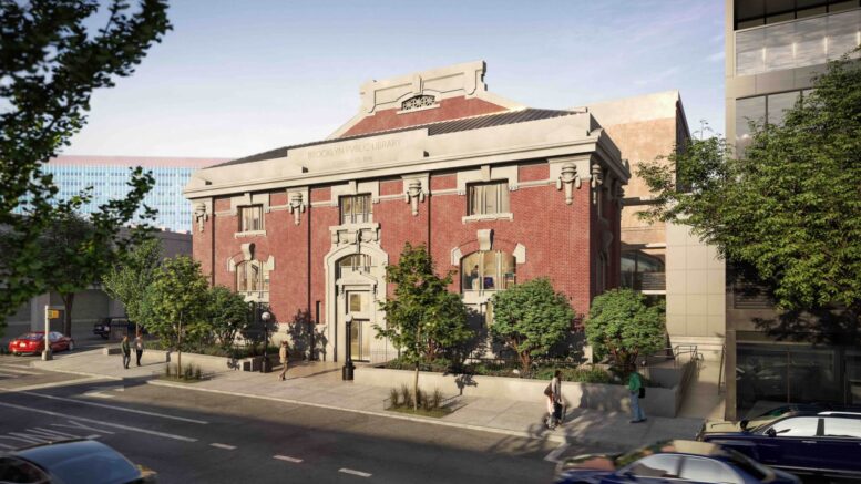 The Brooklyn Public Library - Pacific Branch at 25 Fourth Avenue. Rendering courtesy of Safdie Architects.