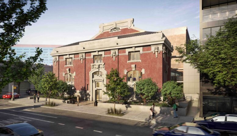 The Brooklyn Public Library - Pacific Branch at 25 Fourth Avenue. Rendering courtesy of Safdie Architects.