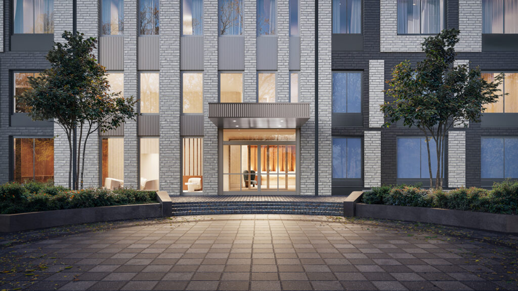 The front entrance. Rendering courtesy of Toll Brothers City Living. 