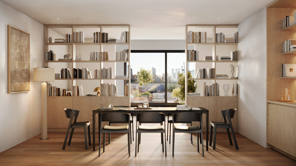 The library. Rendering courtesy of Toll Brothers City Living. 