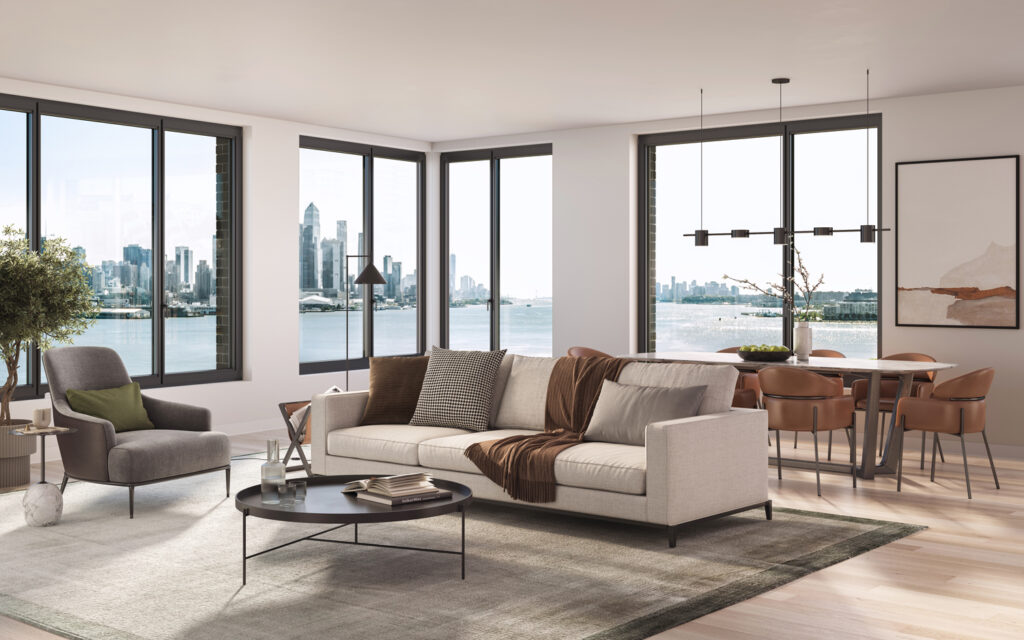 A living room. Rendering courtesy of Toll Brothers City Living. 