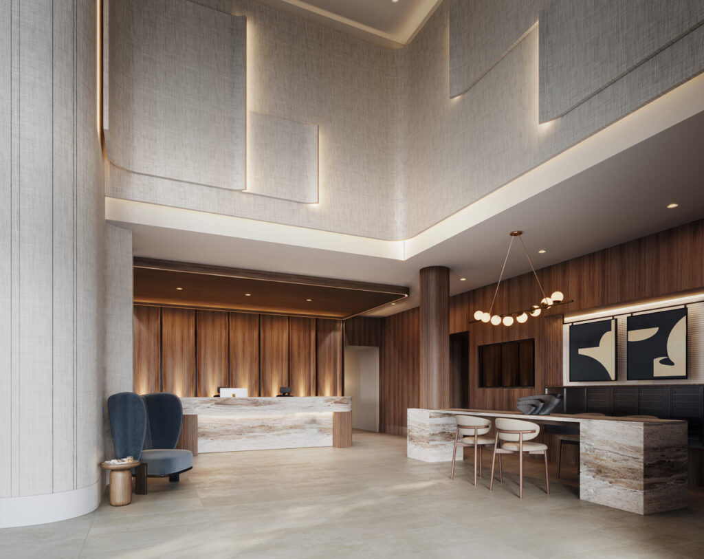 The lobby. Rendering courtesy of Toll Brothers City Living. 