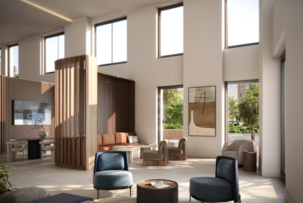 The lobby. Rendering courtesy of Toll Brothers City Living. 