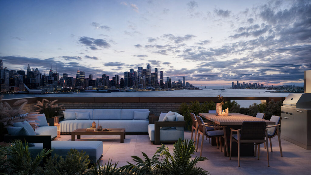 A private rooftop terrace. Rendering courtesy of Toll Brothers City Living. 
